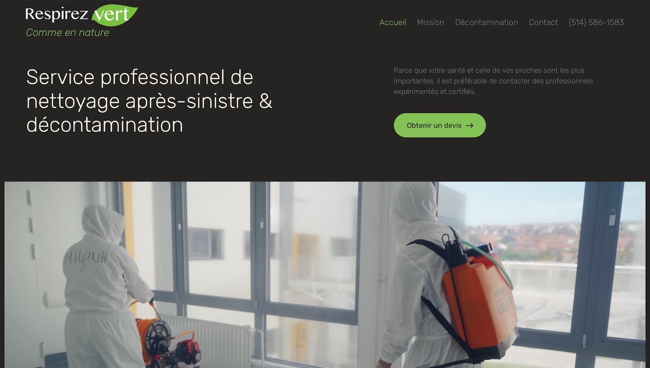 Respirez Vert - Service professionnel de nettoyage après-sinistre & décontamination.